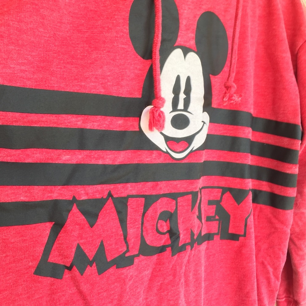 Disney Mickey Mouse Red Fleece Hoodie Sweatshirt - Picture 6 of 11